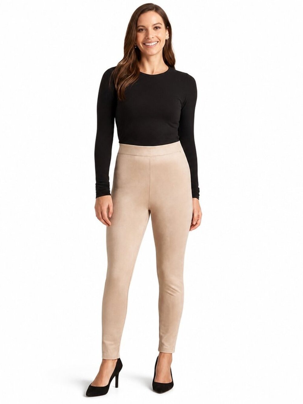Tahari Bone Faux Leather Pants | Size L | Sleek Pull-On Style NWT